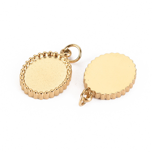 

PandaHall 304 Stainless Steel Pendant Cabochon Settings, with Jump Rings, Oval, Real 14K Gold Plated, Tray: 10x8mm, 14x10x2mm, Jump Ring...