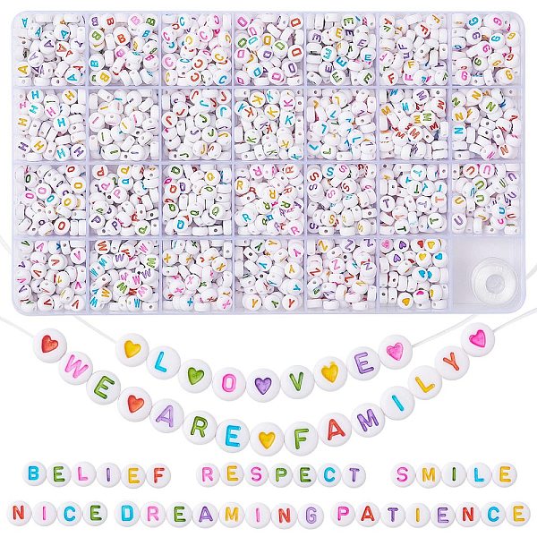 

PandaHall DIY Letter Stretch Bracelet Making Kit, Including Flat Round Acrylic Beads, Elastic Thread, White, Beads: 7x4mm, Hole: 1.5mm...