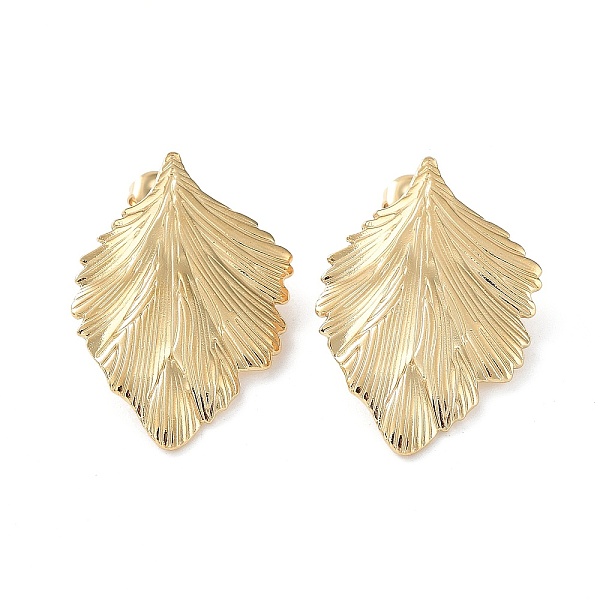 

PandaHall 304 Stainless Steel Stud Earrings, Leaf, Real 14K Gold Plated, 35x24mm 304 Stainless Steel Leaf