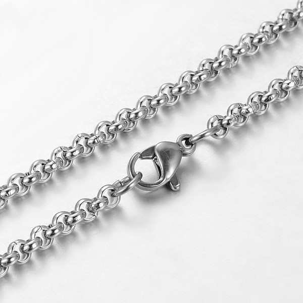 

PandaHall 304 Stainless Steel Rolo Chain Necklaces, with Lobster Claw Clasp, Stainless Steel Color, 23.7 inch(60.2cm) 304 Stainless Steel