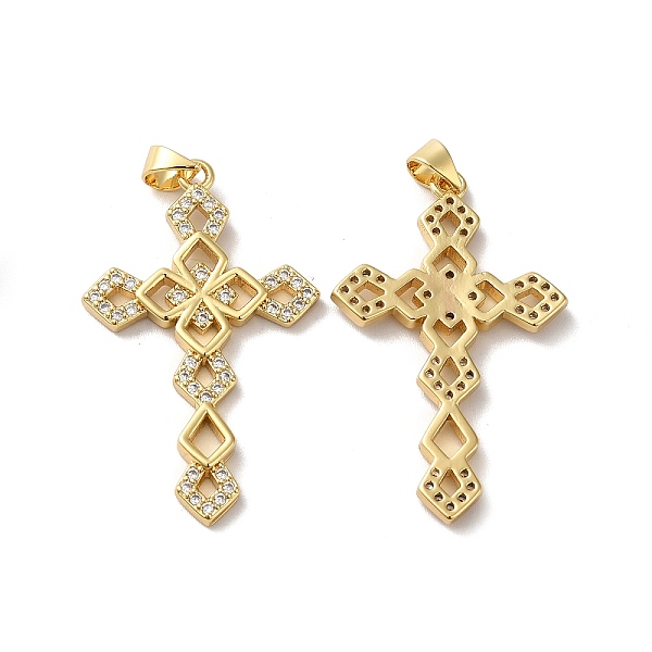 

PandaHall Rack Plating Brass Micro Pave Clear Cubic Zirconia Pendants, Long-Lasting Plated, Lead Free & Cadmium Free, Cross Charm, Religion...