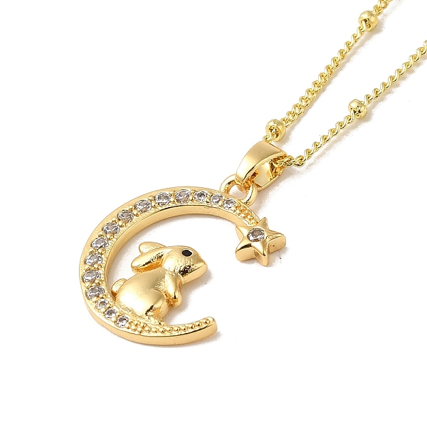 

PandaHall Brass Micro Pave Clear Cubic Zirconia Pendants Necklaces, The 12 Animals of the Chinese Zodiac, Real 18K Gold Plated, Rabbit...