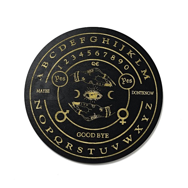

PandaHall Custom Poplar Wood Pendulum Board, Wooden Dowsing Divination Board, for Witchcraft Wiccan Altar Supplies, Flat Round, Black, Eye...