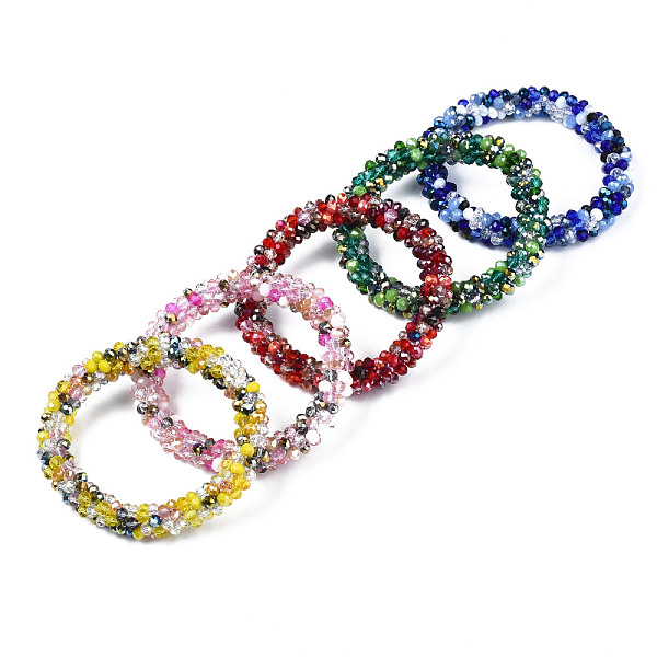 

PandaHall Glass Beaded Crochet Stretch Bracelet, Fashion Nepal Bracelet for Women, Mixed Color, Inner Diameter: 1-7/8 inch(4.7cm) Glass..., Multicolor