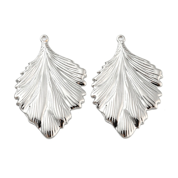 

PandaHall Brass Pendants, Leaf Charms, Real Platinum Plated, 37x25x1.5mm, Hole: 1mm Brass Leaf