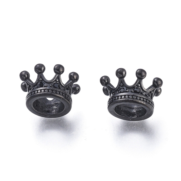 

PandaHall 304 Stainless Steel European Beads, Large Hole Beads, with Cubic Zirconia Beads, Crown, Gunmetal, 11x7mm, Hole: 6mm Stainless..., Black