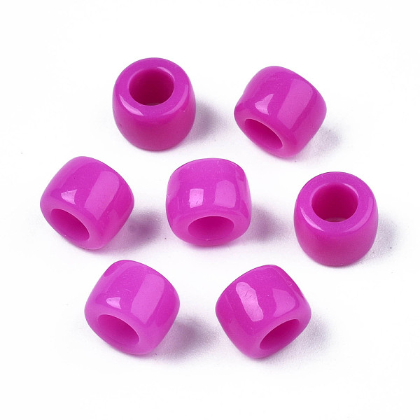 

PandaHall Opaque Acrylic European Beads, Large Hole Beads, Rondelle, Magenta, 8x6mm, Hole: 4mm, about 2033pcs/500g Acrylic Rondelle Pink