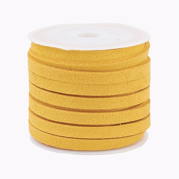 

PandaHall Faux Suede Cord, Faux Suede Lace, Goldenrod, 5x1.5mm, about 5.46 yards(5m)/roll Faux Suede Gold