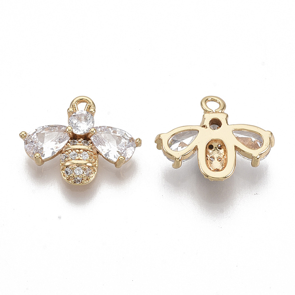 

PandaHall Brass Micro Pave Cubic Zirconia Charms, Nickel Free, Bee, Clear, Real 18K Gold Plated, 11.5x14x3.5mm, Hole: 1.4mm Brass+Cubic...