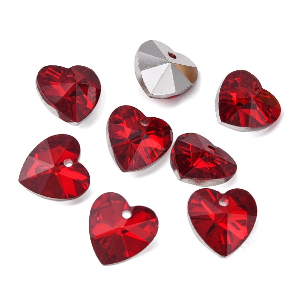 

PandaHall Handmade Glass Pendants, Faceted Heart, Great For Mother's Day Bracelet Making, Dark Red, Silver Plated, 8mm thick, hole: 1mm...