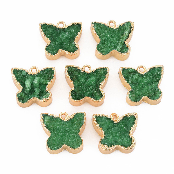 

PandaHall Natural Druzy Agate Pendants, with Light Gold Plated Iron Findings, Butterfly, Sea Green, 17~18x18~19x5~6.5mm, Hole: 1.6mm Druzy...
