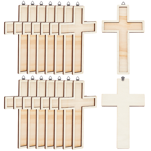 

PandaHall Wooden Double Layer Cross Wall Pendant Decorations, Religion Theme Ornaments, Moccasin, 242mm, Hole: 8mm Wood Cross Orange