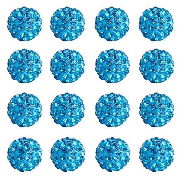 

PandaHall Pave Disco Ball Beads, Polymer Clay Rhinestone Beads, Round, Aquamarine, 10mm, Hole: 1.5mm, about 100pcs/box Polymer Clay+Glass..., Cyan
