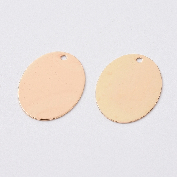 PandaHall Brass Pendants, Oval, Blank Stamping Tag, Light Gold, 20x15x0.4mm, Hole: 1.4mm Brass