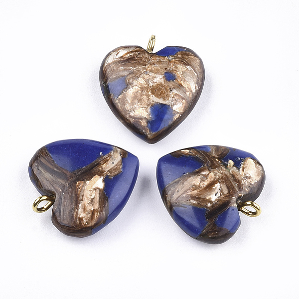 

PandaHall Assembled Bronzite and Lapis Lazuli Pendants, with Iron Findings, Heart, Golden, 20~22x19~20x5~7mm, Hole: 2mm Lapis Lazuli Heart