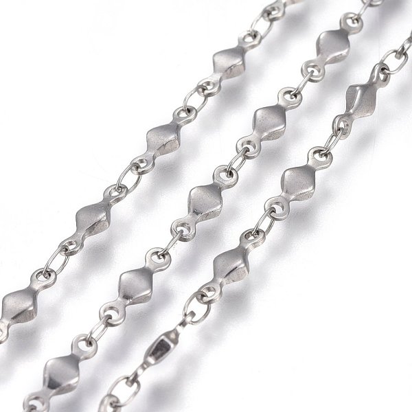 

PandaHall 304 Stainless Steel Link Chains, Soldered, Rhombus, Stainless Steel Color, 10x3x2mm 304 Stainless Steel