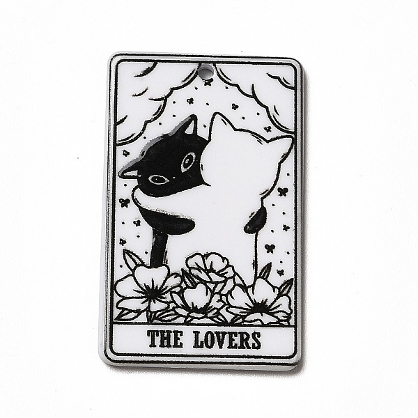 

PandaHall Tarot Theme Printed Acrylic Pendants, Rectangle with Cat Pattern Charms, The Lovers VI, 39x24x2.5mm, Hole: 1.8mm Acrylic Tarot..., Black