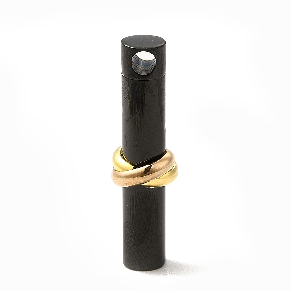 

PandaHall Ion Plating(IP) 304 Stainless Steel Pendants, Column Charm with Knot, Golden, Electrophoresis Black, 43x12.5mm, Hole: 4mm 304...