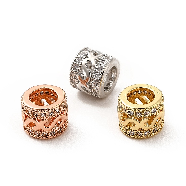 

PandaHall Rack Plating Brass Micro Pave Clear Cubic Zirconia European Beads, Large Hole Beads, Column with Letter S, Mixed Color, 6x7.5mm...