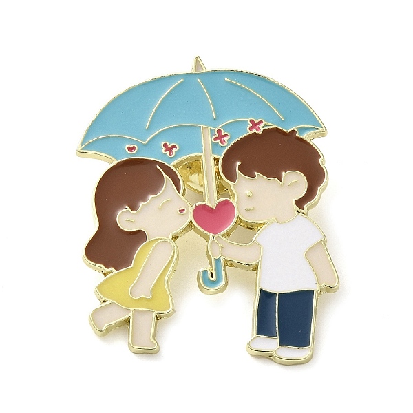 

PandaHall Couple Zinc Alloy Enamel Pin Brooch, Valentine Theme, Golden, Sky Blue, 39.5x35.5x1.3mm Alloy+Enamel Human