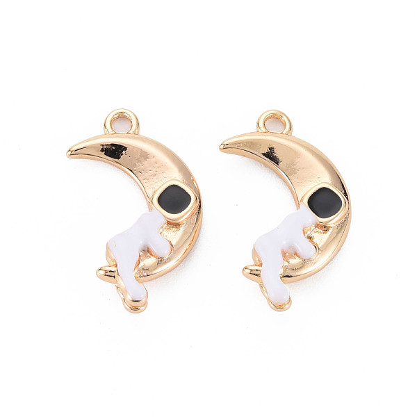 

PandaHall Brass Enamel Pendants, Nickel Free, Real 18K Gold Plated, Moon with Astronaut, White, 21.5x18x4mm, Hole: 1.8mm Brass+Enamel Moon...