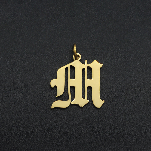 

PandaHall 201 Stainless Steel Pendants, with Jump Ring, Old English, Letter, Laser Cut, Golden, Letter.M, 16.5x17x1mm, Hole: 3mm 201...