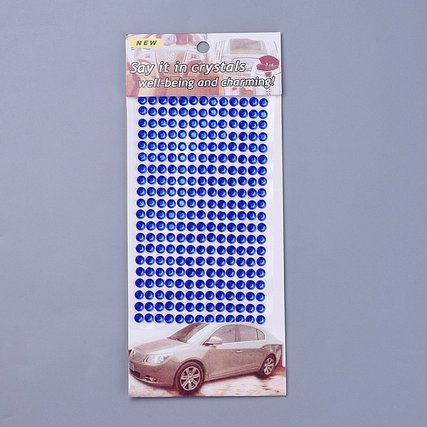 PandaHall Acrylic Rhinestone Sticker, DIY Nail Art, Car, Mobile Phone Decoration, Royal Blue, 5.5x1.5mm Acrylic Half Round Blue