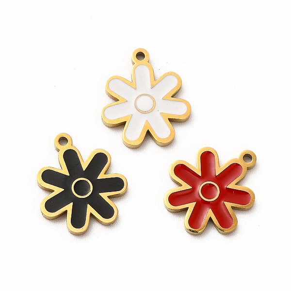 

PandaHall Ion Plating(IP) 304 Stainless Steel Charms, with Enamel, Flower, Mixed Color, 14x12x1mm, Hole: 1.2mm Alloy+Enamel Flower..., Multicolor