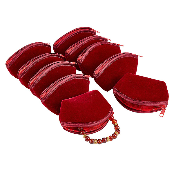 PandaHall Velvet Dumpling Jewelry Storage Bags, Cosmetics Pouch, Dark Red, 6.5x9.8cm Velvet None