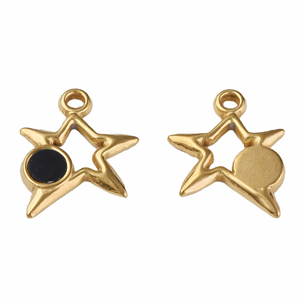 

PandaHall 304 Stainless Steel Charms, with Dyed Black Shell, Star, Golden, 15x13x2mm, Hole: 1.6mm Stainless Steel+Shell Star Black