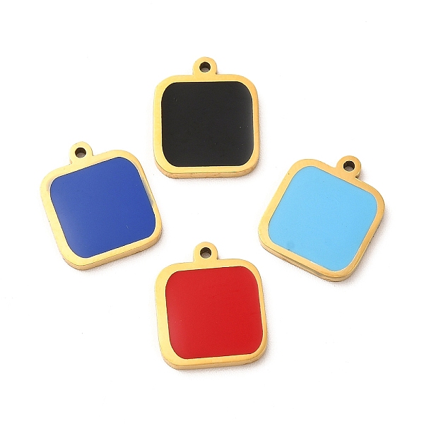 

PandaHall 304 Stainless Steel Enamel Pendants, Square Charm, Golden, Mixed Color, 13x11x1.4mm, Hole: 1mm Stainless Steel+Enamel Square..., Multicolor