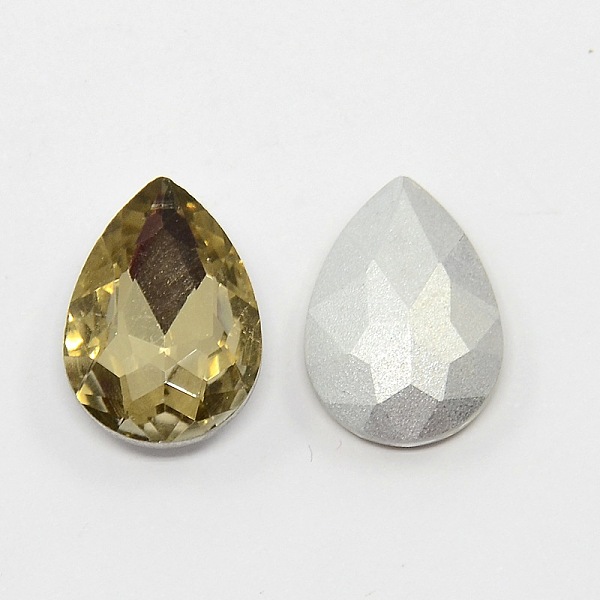 

PandaHall Glass Pointed Back Rhinestone, Back Plated, Faceted, Teardrop, Pale Goldenrod, 18x13x6mm Glass Rhinestone Teardrop Yellow