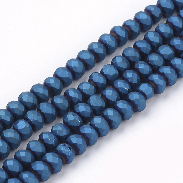 

PandaHall Electroplate Glass Beads Strands, Faceted, Matte Style, Rondelle, Dodger Blue, 4mm, Hole: 1mm, about 150pcs/strand, 18.9 inch...