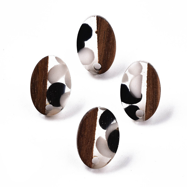 

PandaHall Resin & Walnut Wood Stud Earring Findings, with 304 Stainless Steel Pin, Oval, Black, 15x10mm, Hole: 1.8mm, Pin: 0.7mm Resin+Wood...
