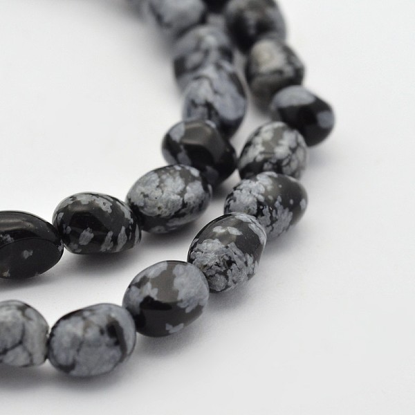 

PandaHall Natural Snowflake Obsidian Bead Strands, Tumbled Stone, Nuggets, 5~7X5~7mm, Hole: 1mm, about 15.7 inch Snowflake Obsidian Nuggets