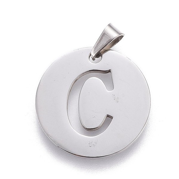 

PandaHall 201 Stainless Steel Pendants, Flat Round with Letter, Stainless Steel Color, Letter C, 20x1.3mm, Hole: 4x3mm 201 Stainless Steel...