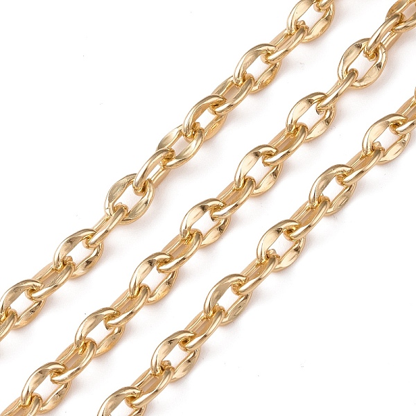 

PandaHall Oval Oxidation Aluminum Coffee Bean Chains, Unwelded, Golden, Link: 10x7x2mm, about 30 yards/roll Aluminum