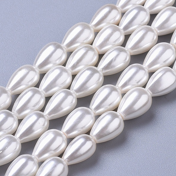 

PandaHall Polished Shell Pearl Beads Strands, Teardrop, White, 8~9x6~7mm, Hole: 0.8mm, about 40pcs/strand, 15.7 inch(40cm) Shell Pearl...