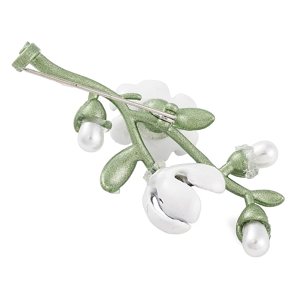 Alloy & Plastic Pearl Flower Brooch