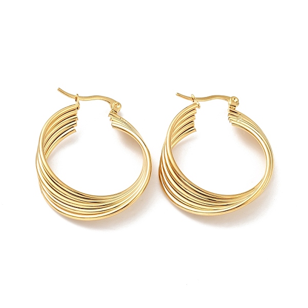 

PandaHall Vacuum Plating 201 Stainless Steel Interlocking Multi Layered Hoop Earrings with 304 Stainless Steel Pins, Intertwined Jewelry for...