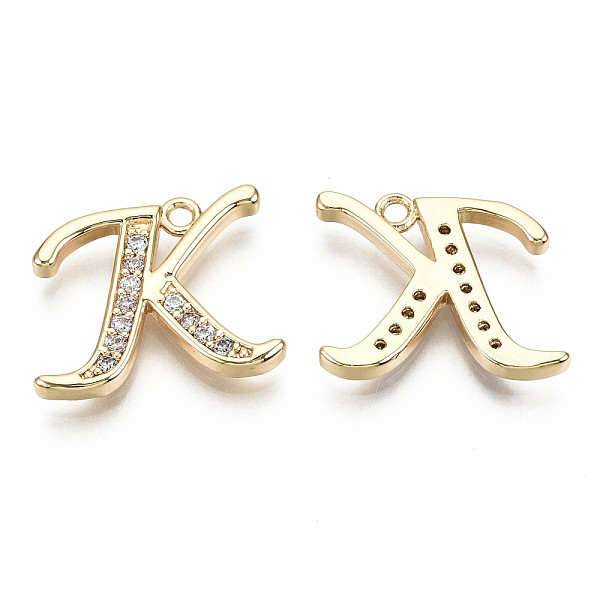 

PandaHall Brass Micro Pave Clear Cubic Zirconia Pendants, Nickel Free, Real 18K Gold Plated, Word, Letter.K, 14.5x17.5x2mm, Hole: 1.5mm...