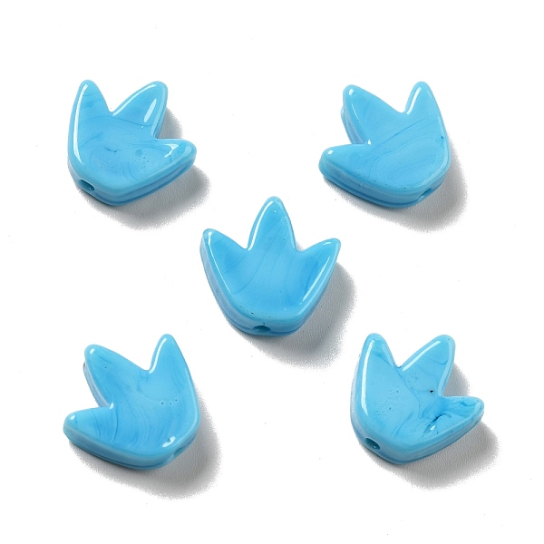 

PandaHall Glass Beads, Tulip Flower, Deep Sky Blue, 16x16x5.5~6mm, Hole: 2mm Glass Flower