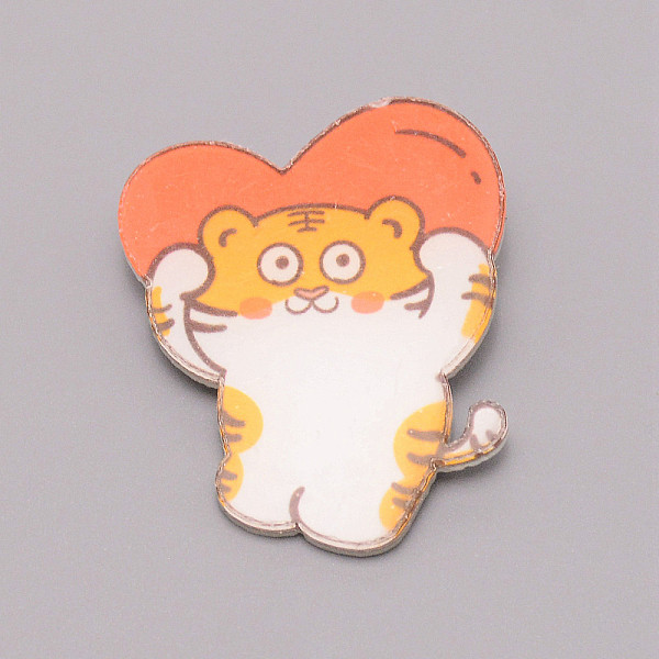 

PandaHall Tiger with Heart Chinese Zodiac Acrylic Brooch, Lapel Pin for Chinese Tiger New Year Gift, White, Tomato, 40x37x7mm Acrylic 12..., Red