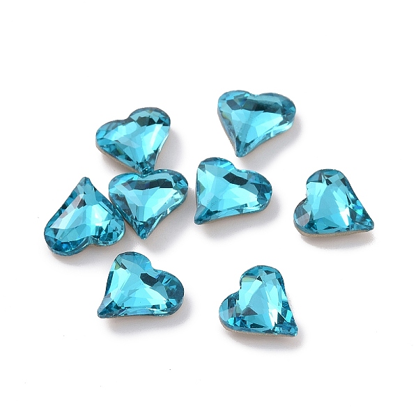

PandaHall Glass Rhinestone Cabochons, Pointed Back & Silver Back Plated, Heart, Indicolite, 8x8x3mm Glass Rhinestone Heart Blue