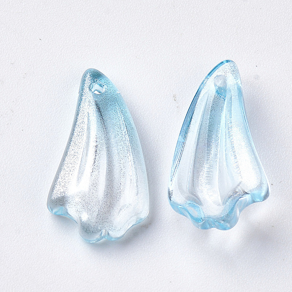 

PandaHall Transparent Spray Painted Glass Pendants, with Glitter Powder, Petaline, Light Sky Blue, 20x10.5x5mm, Hole: 1.2mm Glass Petaline...