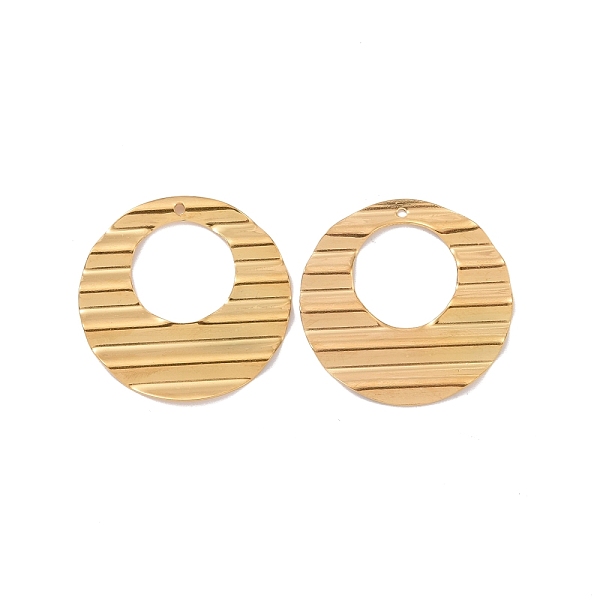 

PandaHall 304 Stainless Steel Pendants, Wavy Textured Ring Charm, Golden, 32x1mm, Hole: 1.2mm 304 Stainless Steel Ring