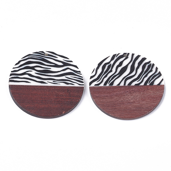 

PandaHall Printed Resin & Wood Pendants, Flat Round, Creamy White, 49x2.5~3.5mm, Hole: 2mm Resin+Wood Flat Round