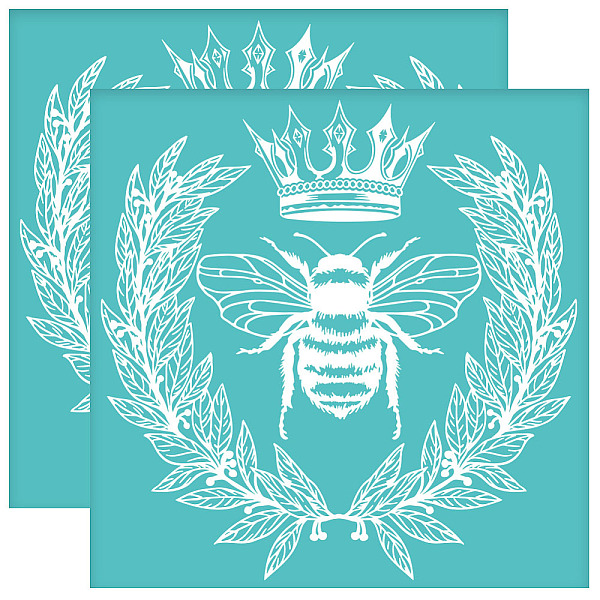 

PandaHall OLYCRAFT 2Pcs 8.6x8.6 Inch Bee Self-Adhesive Silk Screen Printing Stencil Crown Silk Screen Stencil Laurel Leaf Reusable Square..., Green