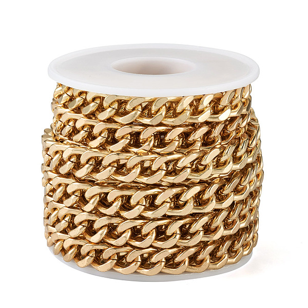 

PandaHall Yilisi Iron Curb Chains, Faceted, Unwelded, with Plastic Spool, Golden, 12x8.5x2.5mm, about 13.12 Feet(4m)/Roll Iron
