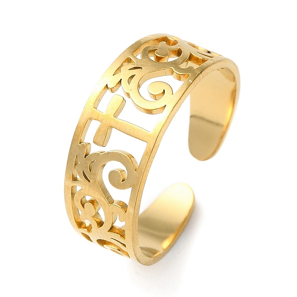 

PandaHall 304 Stainless Steel Open Cuff Ring, Hollow Cross, Golden, US Size 8(18.1mm) 304 Stainless Steel